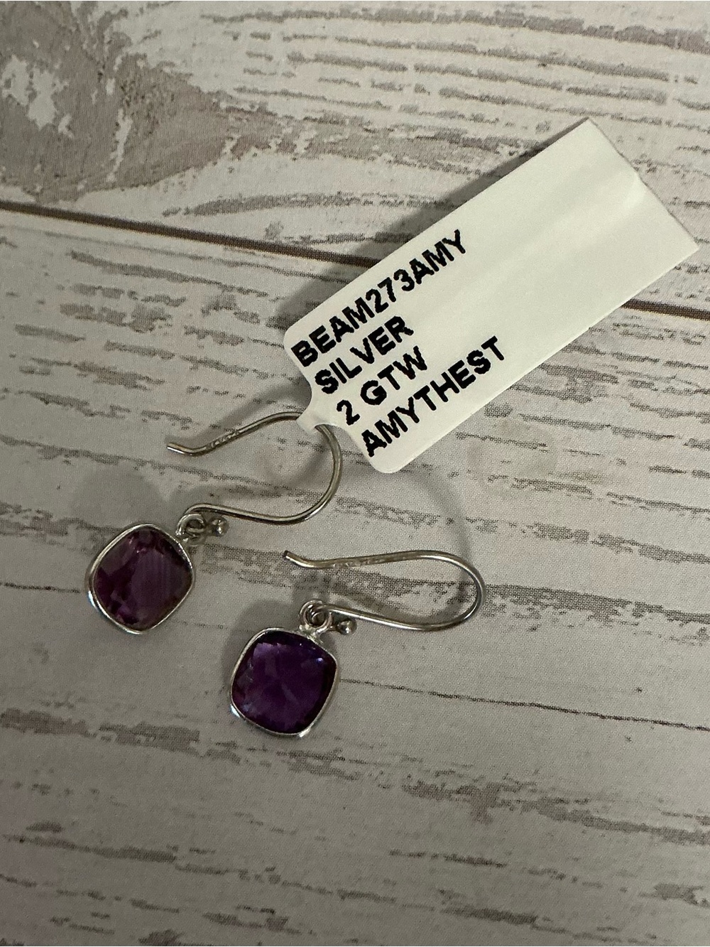 NWT Sterling Silver Amethyst Drop Earrings - 2 CTW